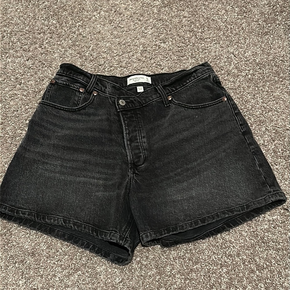 Abercrombie Curve Love Asymmetrical Denim Shorts